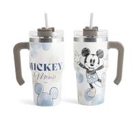 H&H Mug Termico in Acciaio Inox con Cannuccia Mickey Blogger - 600ml, Mantiene Bevande Calde e Fredde, Design Moderno