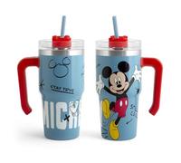 H&H Mug Termico in Acciaio Inox con Cannuccia Mickey Comeback - 600ml, Mantiene Bevande Calde e Fredde, Design Iconico