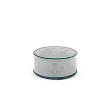 H&h alzata in vetro decoro natale effetto glitter con led cm15x7
