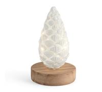 Pigna Natale H&H h15cm in vetro con led su base legno