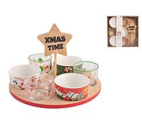 H&h set 8 pezzi natale con base in bamb