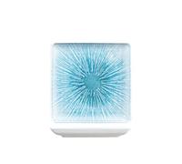 H&H Neptune Piatto Quadro in Porcellana, 19cm, Design Moderno ed Elegante, Blu Sfumato