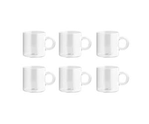 H&H Nuvola Set 6 Tazzine da Caffè in Borosilicato, 110cc - Eleganza e Resistenza per un'Esperienza di Caffè Raffinata