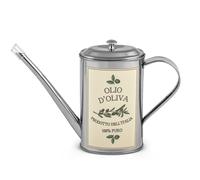 H&H Oliera Acciaio Inox 18/10 500 cc | Forma Ovale Decorata | Versatore Anti-goccia | Stile Elegante e Funzionale | Olio Extra Vergine Sempre Fresco | Lavaggio a Mano Consigliato