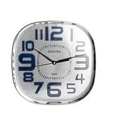 H&H Orologio da Parete, Sakura, Argento, Quadrato, 30 cm