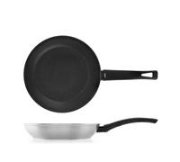 H&H, Padella Legend in Alluminio Coniato con Rivestimento Antiaderente Pfluon, 24 cm, Colore Argento - Fondo adatto a tutti i Piani Cottura
