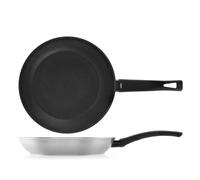 H&H, Padella Legend in Alluminio Coniato con Rivestimento Antiaderente Pfluon, 28 cm, Colore Argento - Fondo adatto a tutti i Piani Cottura (Vetroceramica, Induzione)