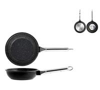 H&H Padella Pietra, Alluminio Pressofuso, Rivestimento Antiaderente in pietra 5 strati e manico smontabile in acciaio inox cm 24