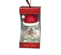 H&H Pallina di Neve Personalizzata - Elena, Ornamento Appeso da Parete, Fiocco di Neve, Minimalista, Bianca, Natale, 3 cm x 6 cm