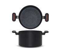 H&H Pentola Antiaderente Voyage 24 cm - Rivestimento Pfluon, Design Elegante, Adatta per Induzione, Firmata Bruno Barbieri