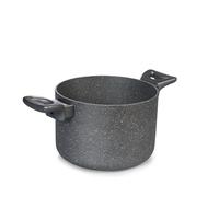 H&H Pentola Stone Grey Ø 20 cm in Alluminio con Rivestimento Antiaderente Effetto Stone - Fondo per Induzione, Vetroceramica, Gas ed Elettrico