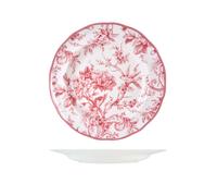 H&H Piatto Tondo Primrose, Porcellana, Bianco e Rosa, 32,5 cm - bianco porcellana 8235210