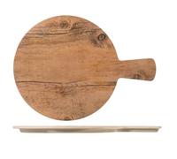 H&H Piatto In Melamina Tondo Decoro Legno Cm28 Con Manico