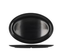 H&H Piatto Ovale in Melamina Nero 43 x 30,5 cm - Altezza 3 cm - Vassoio da Portata Elegante, Resistente e Lavabile in Lavastoviglie