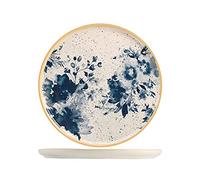 H&h piatto piano indigo in stoneware decorato beige e blu cm 27