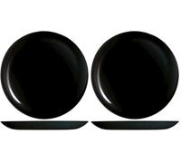 H&H Piatto Piano Premiere - Vetro Opale, Nero, Ø 27 cm - Ideale anche per il settore Ho.Re.Ca. (Confezione da 2)