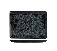 H&H Piatto Porcellana, 20X27Cm, Nero E Verde Acqua