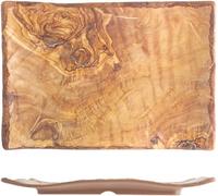 Piatto In Melamina Rettangolare Decoro Legno Cm14x20,5 H&H