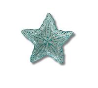 H&H Piatto Stella Seashell In Vetro Turchese Cm 17