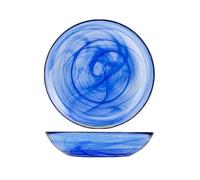 H&H Piatto Vetro Fondo, 21 cm, Blu