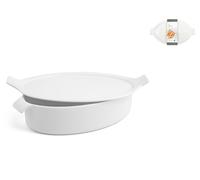 H&h Pirofila Ovale con Coperchio Porcellana Bianca Cm17x25xh6