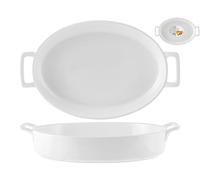H&H Pirofila Ovale con Manici, Porcellana, Bianco