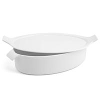H&H Pirofila Ovale, Porcellana Bianca, Cm17X25Xh6, Con Coperchio