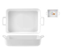 H&h Pirofila Rettangolare Bianca Con Manici 30x22 Cm