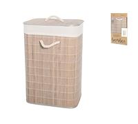 H&H Porta Biancheria Bambu', Rettangolare, 40x30x60cm, Grigio
