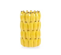 H&H Porta Grissini Banana in Stoneware Decorata - Contenitore da Tavola in Ceramica - Design Frutta Colorato - 10x18h cm - Originale e Funzionale
