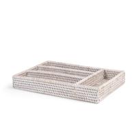 H&H porta posate 4 posti in rattan bianco cm 34x24xh5