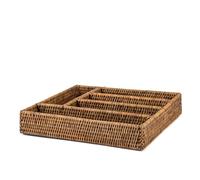 H&H Porta Posate in Rattan Marrone, 5 Posti, 34x32xH6,5cm