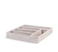 H&h porta posate 5 posti in rattan bianco cm 34x32xh6