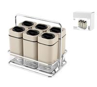 H&h Porta Spezie Con 6 Barattoli In Vetro Con Stand In Acciaio