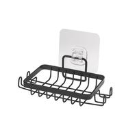 H&H Porta Spugne e Sapone in Ferro Verniciato Nero - Eleganza e Funzionalità, 16x10x5 cm