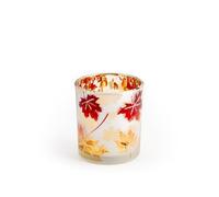 H&H Porta Tealight in Vetro, Decoro Acero Bianco, 7x8cm, Decorato