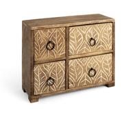 H&H Portagioie in legno di mango intagliato con 4 cassetti cm 30,5x24x11,5