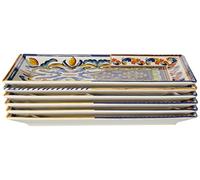 H&h set 6 piatti rettangolari positano in stoneware decorato cm 25x15