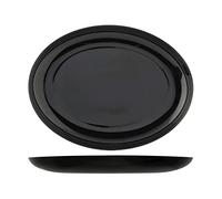 Confezione 6 Piatti In Vetro Premiere Ovale Nero 33 cm H&H