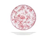 H&H Primrose Piatto Tondo, in Porcellana, Rosso e Bianco, 32.5cm, Stile Inglese
