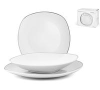 H&H Quadro Servizio Tavola 18 Pezzi, Porcellana, Bianco, unità