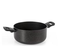 H&H-Quantum, Casseruola in Alluminio Antiaderente, Diametro 24 cm, Compatibile con Induzione, Gas e Piastra Elettrica, Manici in Bakelite, Colore Nero con Spruzzatura Oro