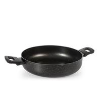 H&H-Quantum, Wok 1 Manico in Alluminio Antiaderente, Diametro 28 cm, Compatibile con Induzione, Gas e Piastra Elettrica, Colore Nero con Spruzzatura Oro