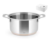 H&H Rame Casseruola Alta 2 Manici, Acciaio Inossidabile, Grigio
