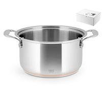 H&H Casseruola Alta Inox Filo Rame 2 Manici, Acciaio, 22 cm, 11h - 7968122