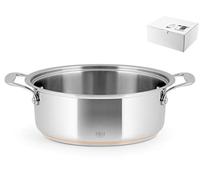 H&H Rame Casseruola Bassa 2 Manici, Acciaio Inossidabile, Grigio