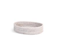 Cestino In Rattan Sbiancato Forma Ovale Cm 24,5X19X5,5