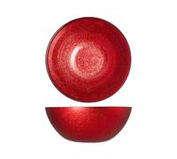 H&H-Regent, set 6 bowl, ciotole natalizie, in vetro, effetto glitter, rosso, 22 cm