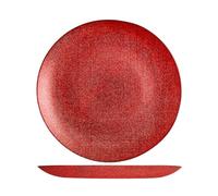 H&H-Regent, set 6 sottopiatti, piatti natalizi, in vetro, effetto glitter, rosso, 32 cm