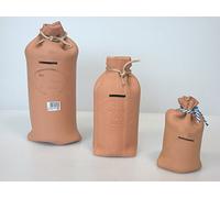 H&H Salvadanaio Ceramica Sacco, Grezzo, 20 cm